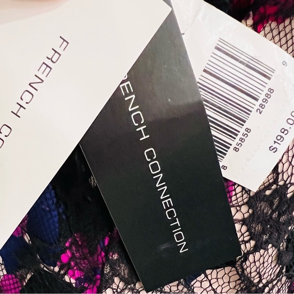 NWT French Connection Black Lace Pink Floral Dress - Picture 6 of 9